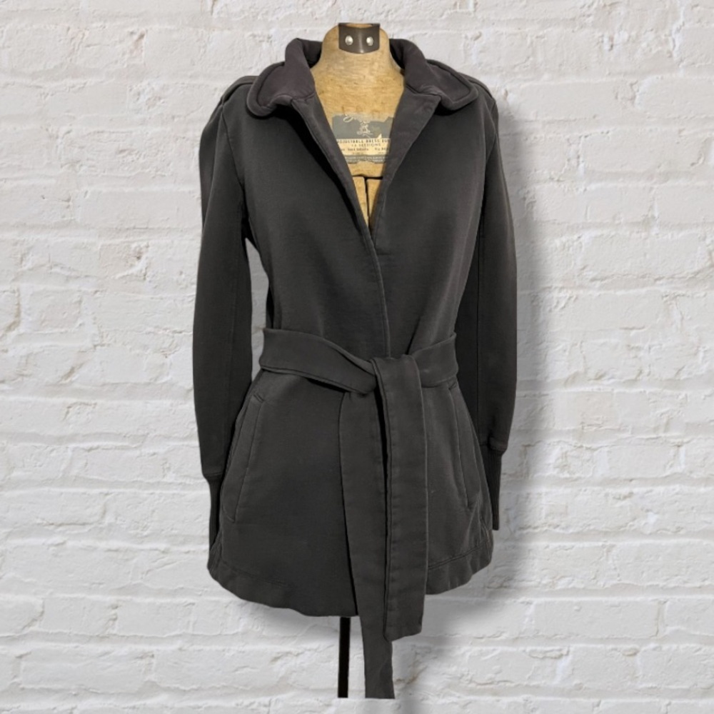 Standard James Perse Gray 100% Cotton Sweatshirt Wrap Jacket Belted Collared